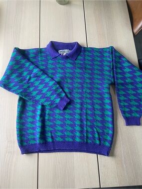 Vintage Purple & Green Houndstooth Sweater Sweet Baby Jane vintage sweater